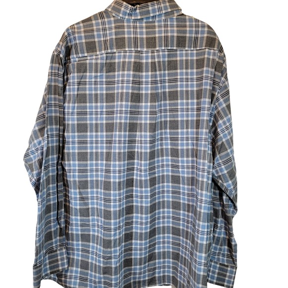 ROWM Shirt 2XB Blue Gray Plaid Long Sleeve Button Cotton New NWT - Picture 6 of 7